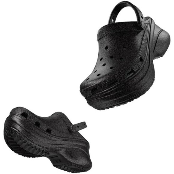 NEW Crocs Sizes 6, 7, 8, 9, 10 Women's Bae Glitter Platform Clog - Black - Picture 5 of 8